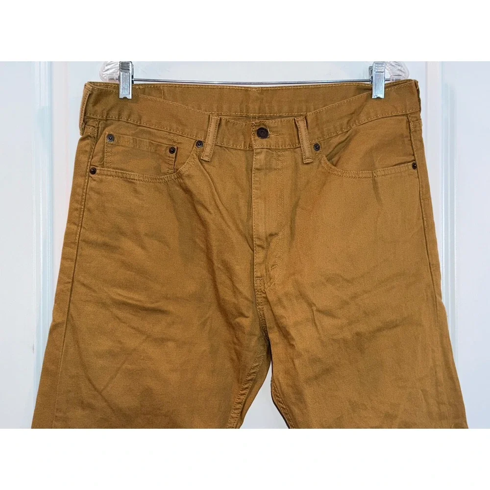 Levis 505 Regular‎ Fit Straight Leg Brown Canvas Pants Mens 36x30 Harvest Gold